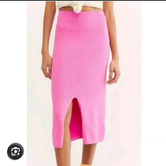 FREE PEOPLE Skyline Midi Skirt - Pink Size Medium - Picture 2 of 11